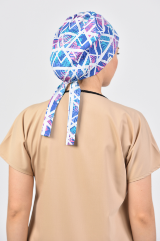 Renkli Yapraklar Desenli Tesettür Geometrik Bone