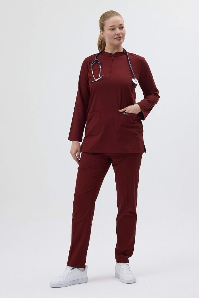 Burgundy Lycra Tunic Set