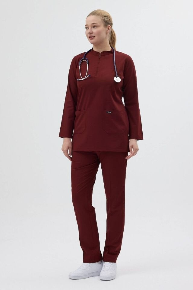 Burgundy Lycra Tunic Set