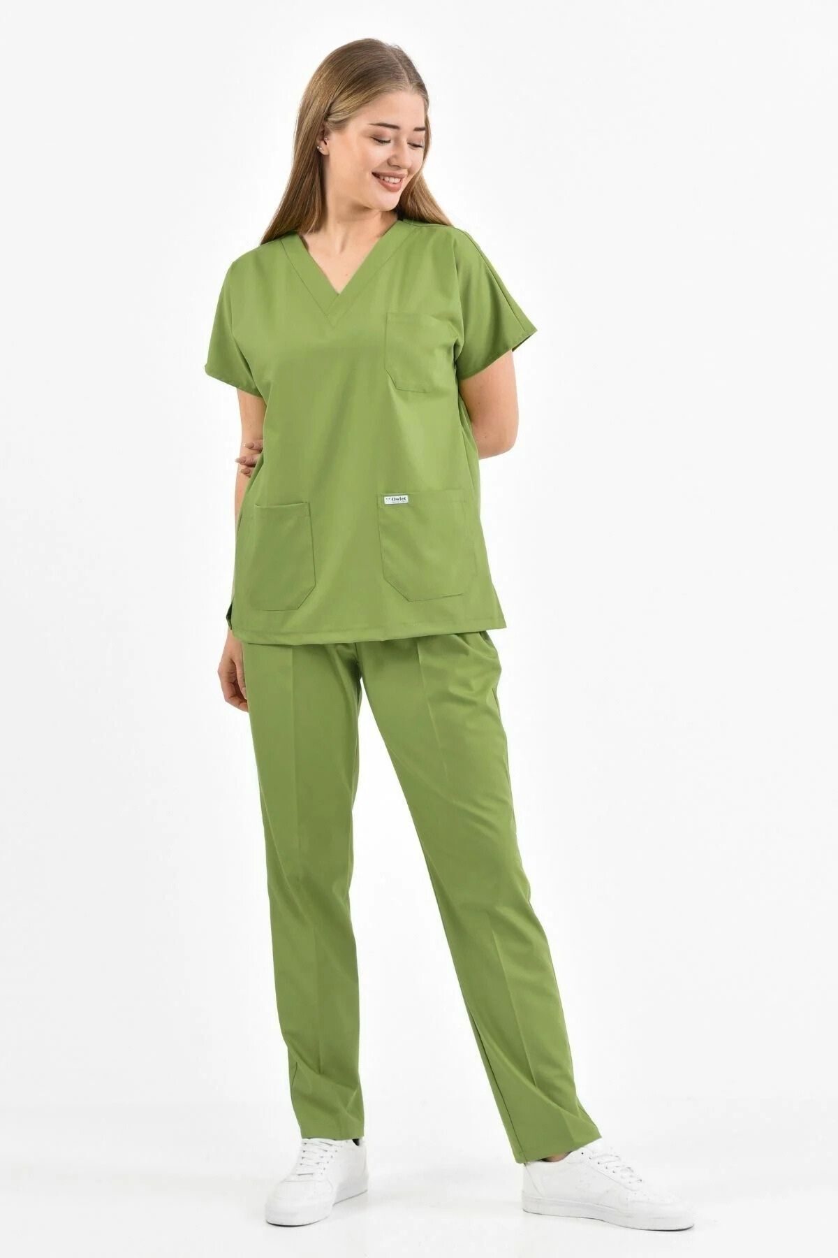 Çimen Yeşili Likralı Scrubs Forma