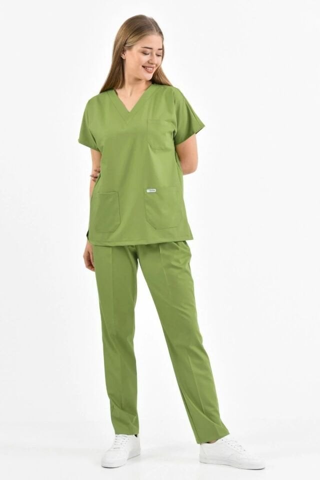 Çimen Yeşili Likralı Scrubs Forma