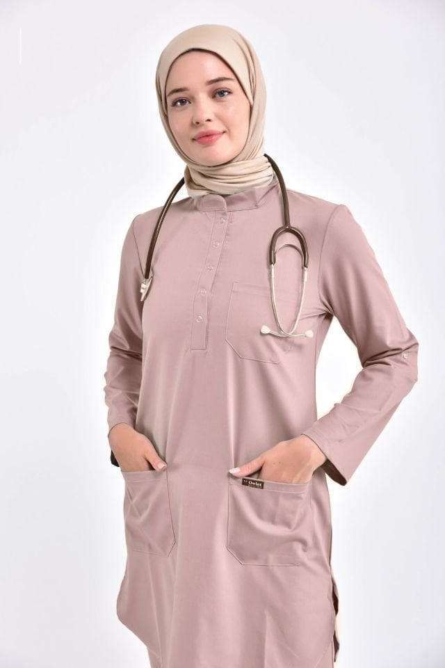 Pudra Likralı Cerrahi Tesettür Takım