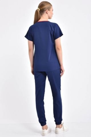 Navy Blue Lycra Set with Elasticated Hem