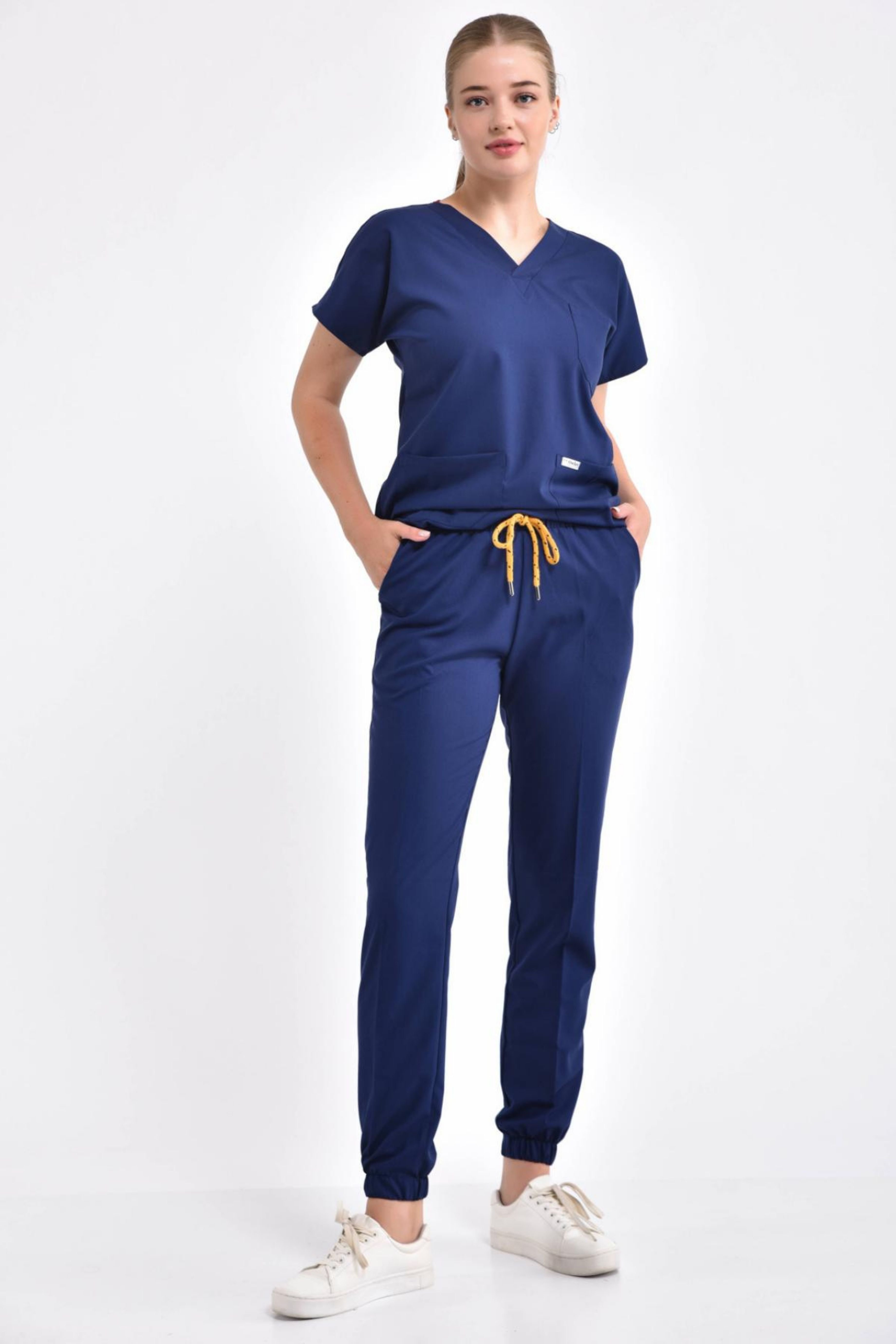 Navy Blue Lycra Set with Elasticated Hem
