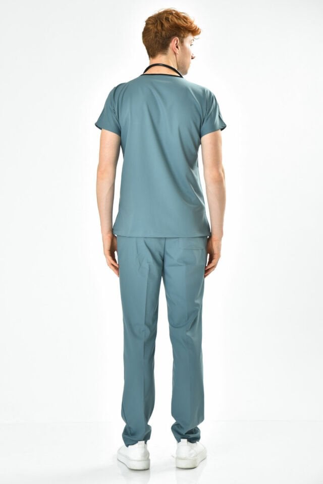 Likralı Antrasit Mavi Cerrahi Forma Takım