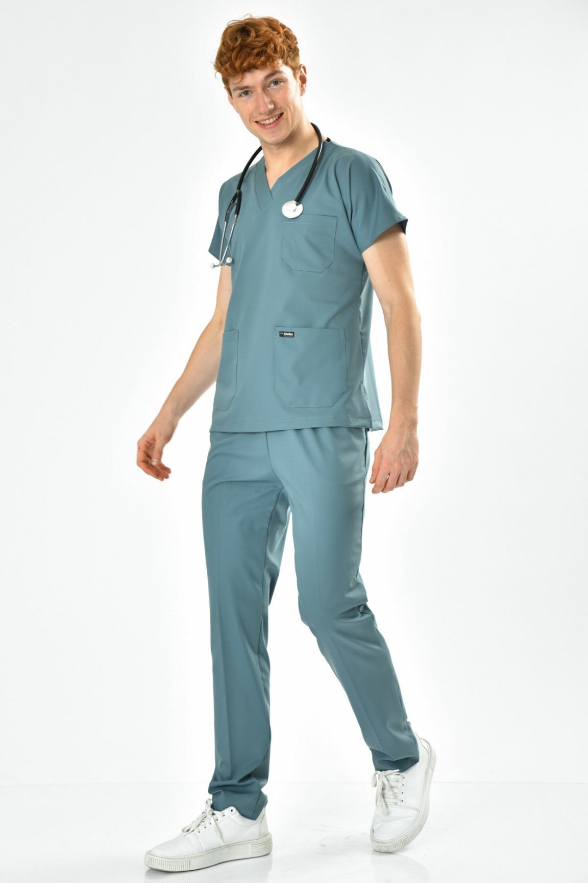 Likralı Antrasit Mavi Cerrahi Forma Takım