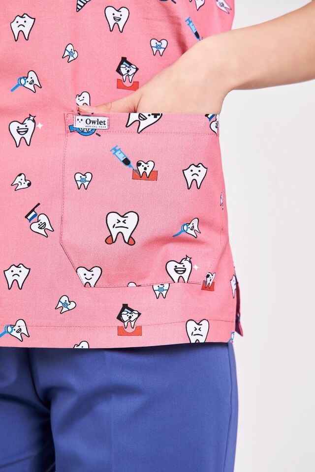 Diş Desenli Pudra Cerrahi Forma Üst