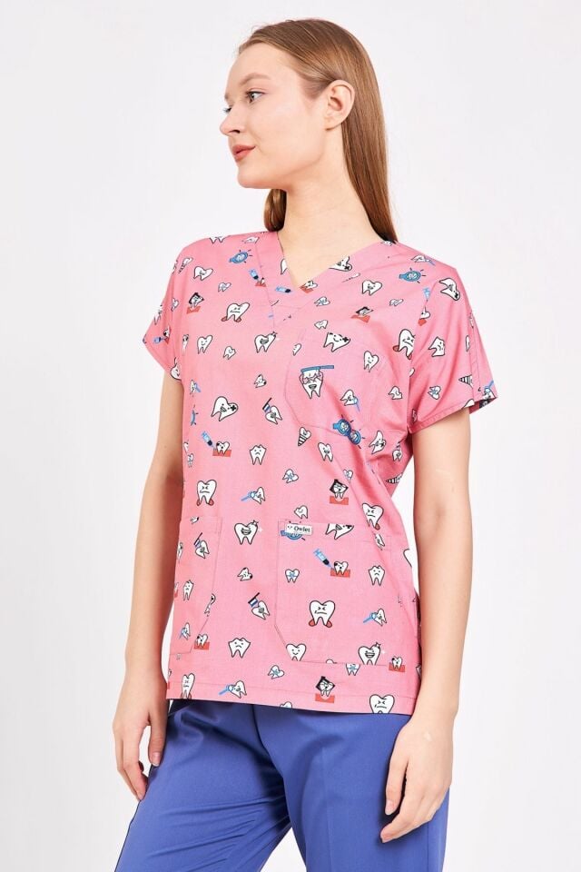 Diş Desenli Pudra Cerrahi Forma Üst