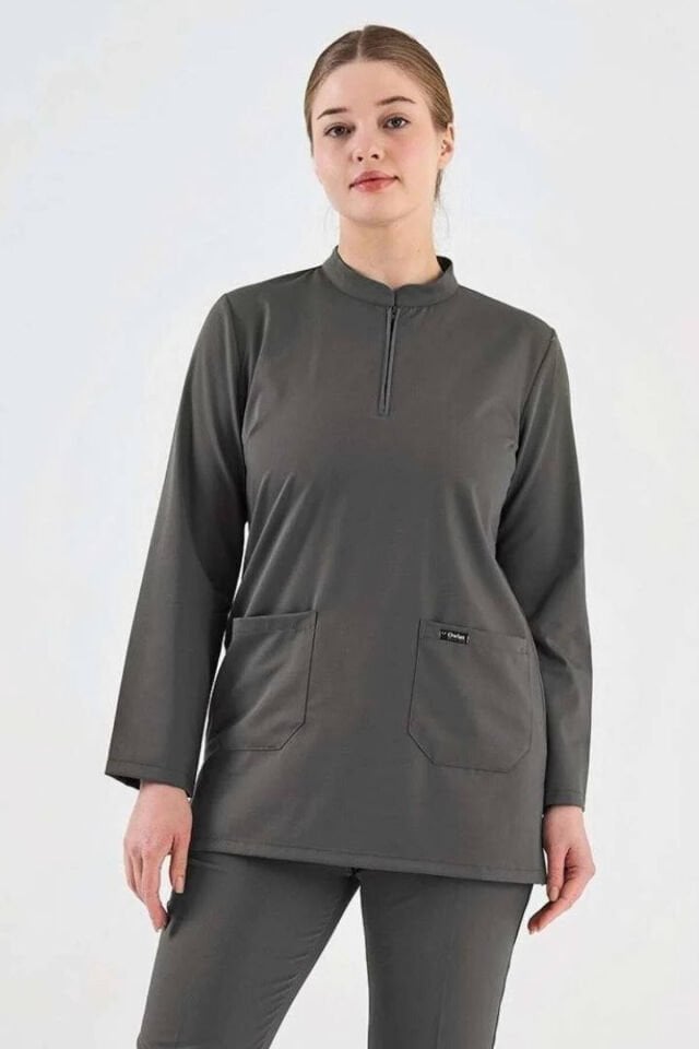 Likralı Füme Tunik Tek Üst - Owlet Medikal