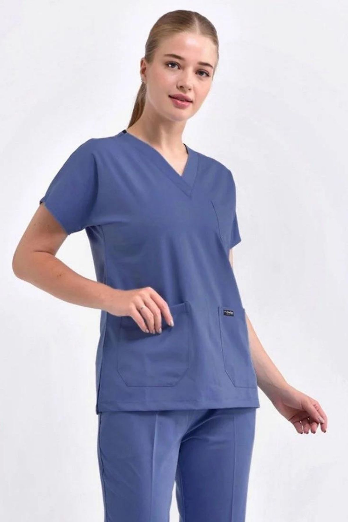 Likralı Morcivert Cerrahi Tek Üst