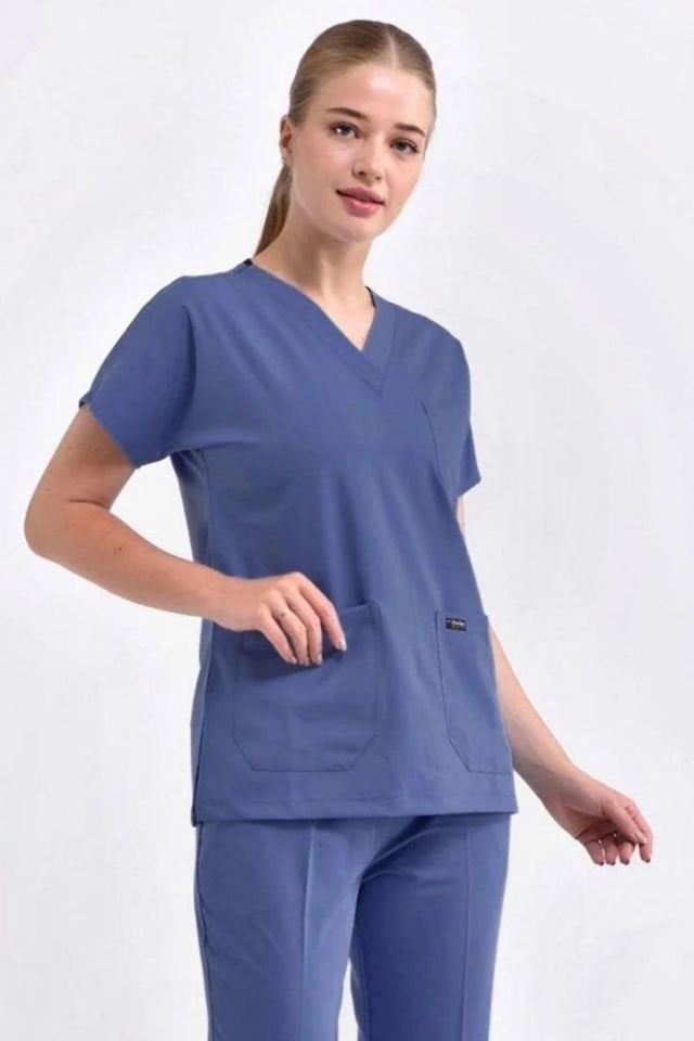 Likralı Morcivert Cerrahi Tek Üst