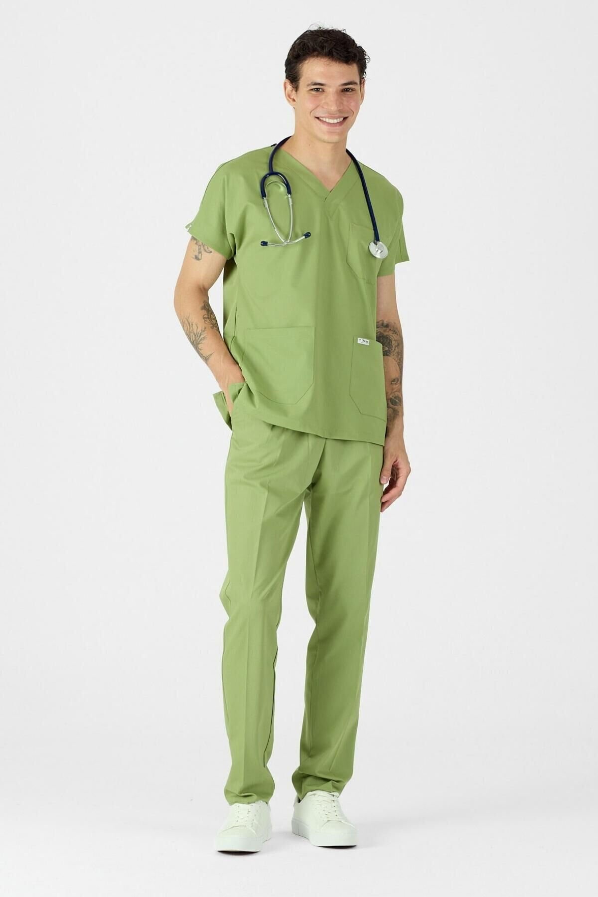 Çimen Yeşili Likralı Scrubs Forma