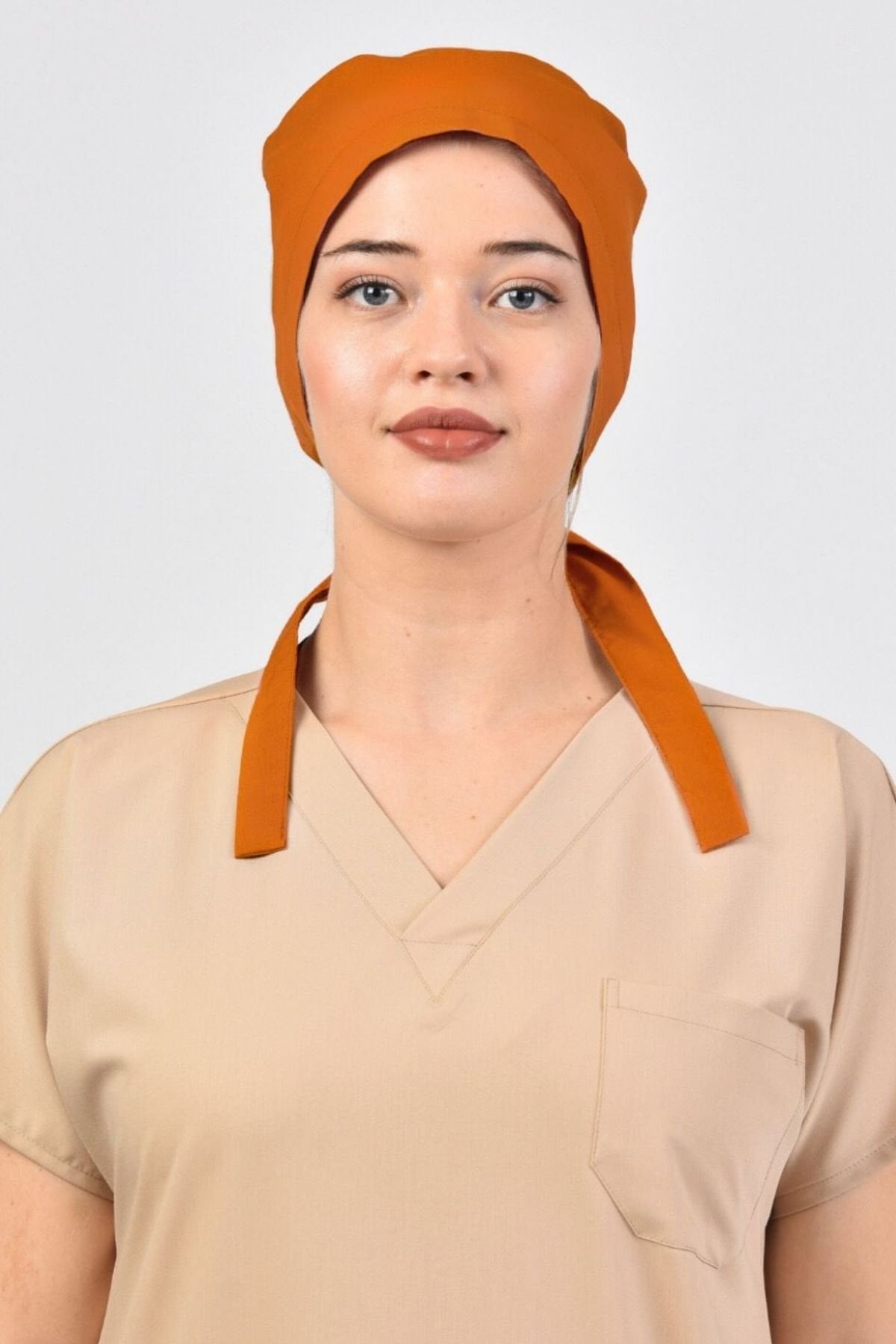 Turuncu Likralı Cerrahi Tesettür Bone