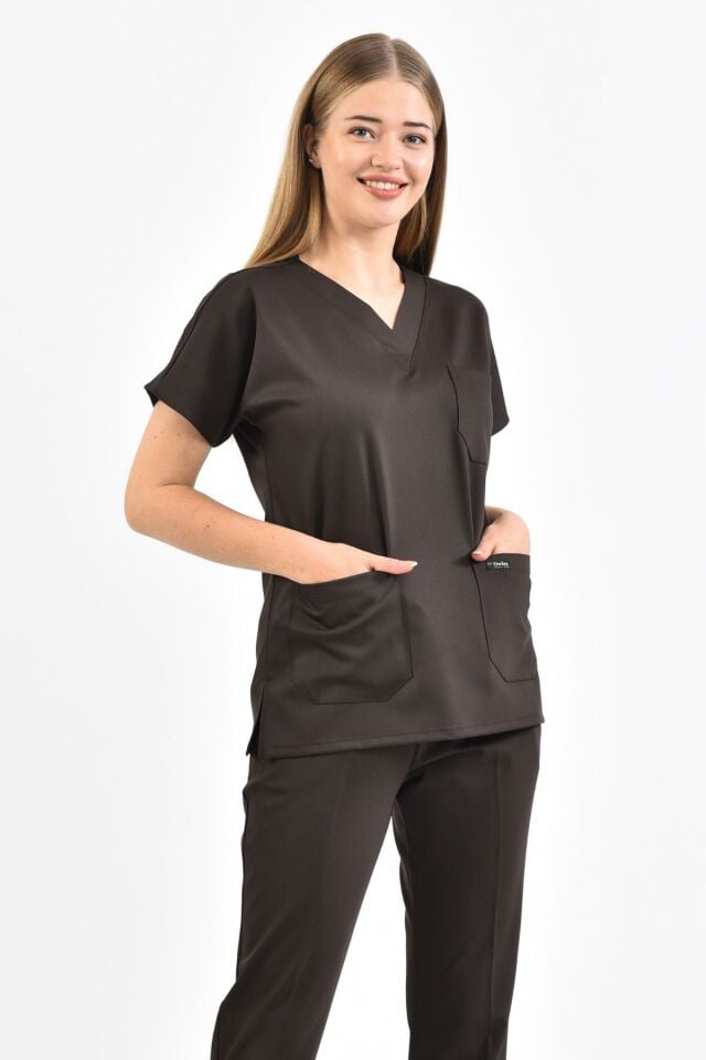 Dark Brown Lycra Surgical Top