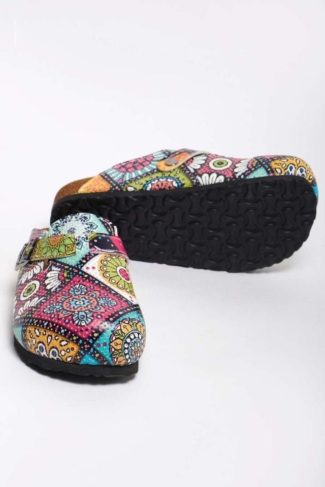 Kilim Desenli Mantar Taban Sabo Terlik