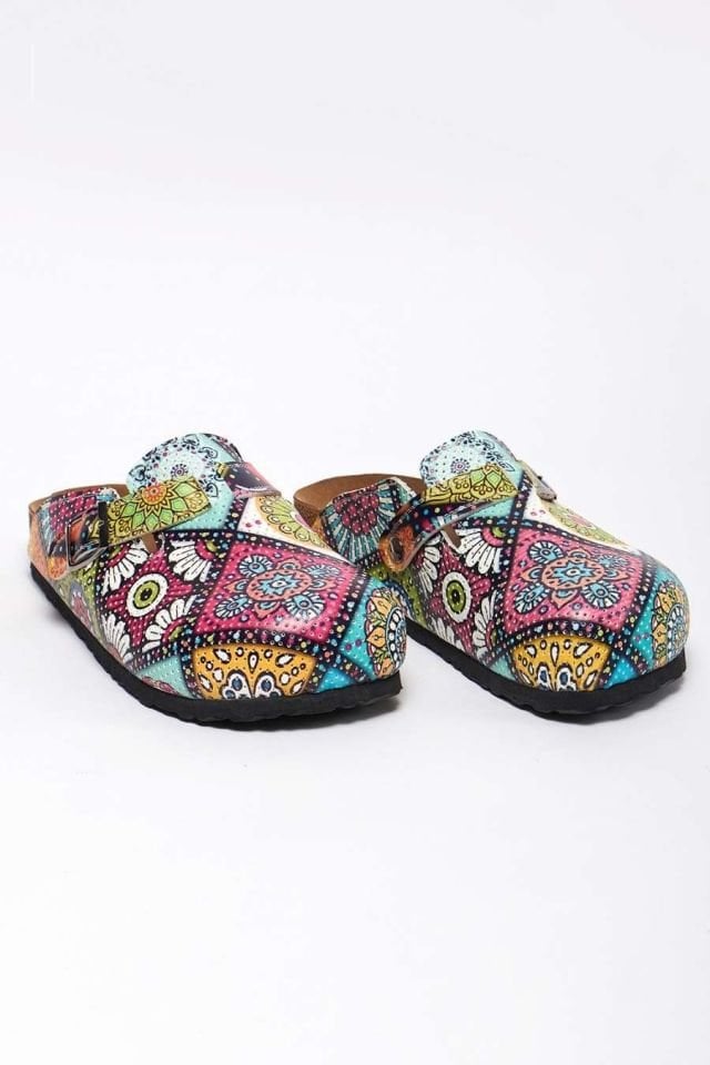 Kilim Desenli Mantar Taban Sabo Terlik