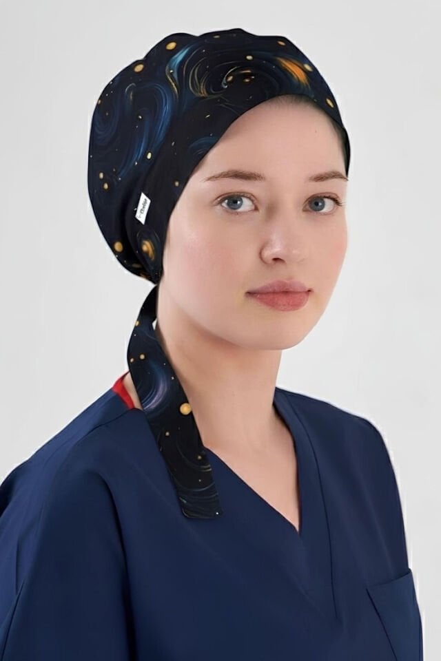 Milky Way Patterned Surgical Hijab Bonnet