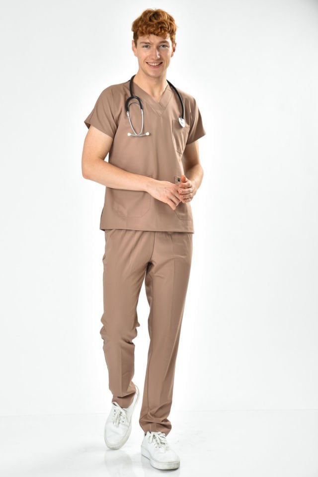 Likralı Sütlü Kahve Cerrahi Forma Takım