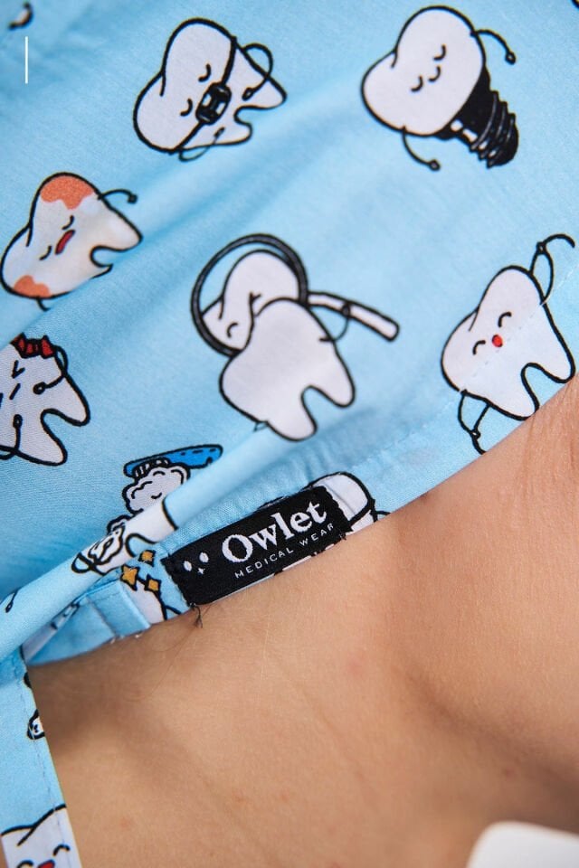 Diş Desenli Mavi Cerrahi Tesettür Bone