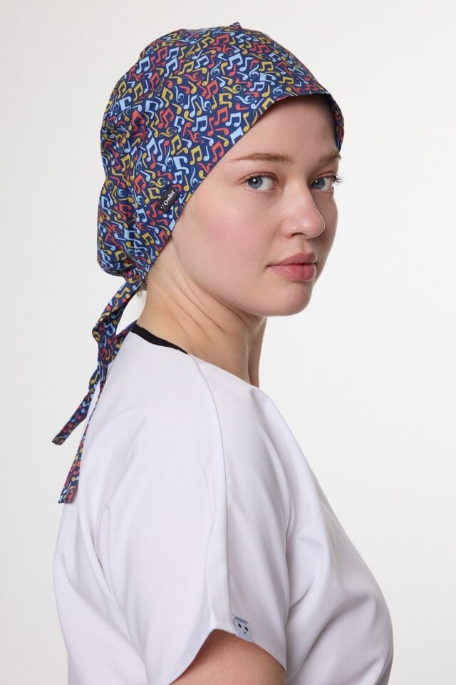 Colorful Notes Surgical Hijab Bonnet