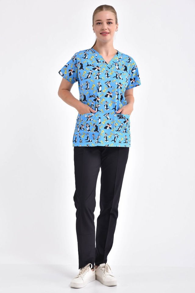 Sylvester Ve Tweety Figürlü Cerrahi Forma Üst