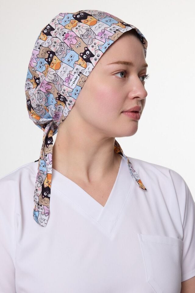 Colorful Cats Surgical Hijab Bonnet