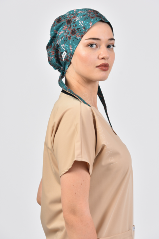 Bone Hijab Green Leaves Pattern