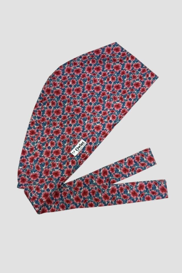 Pink Flower Surgical Hijab Bonnet