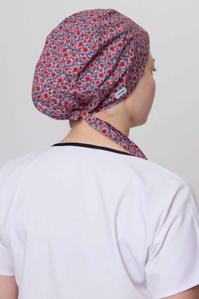 Pink Flower Surgical Hijab Bonnet