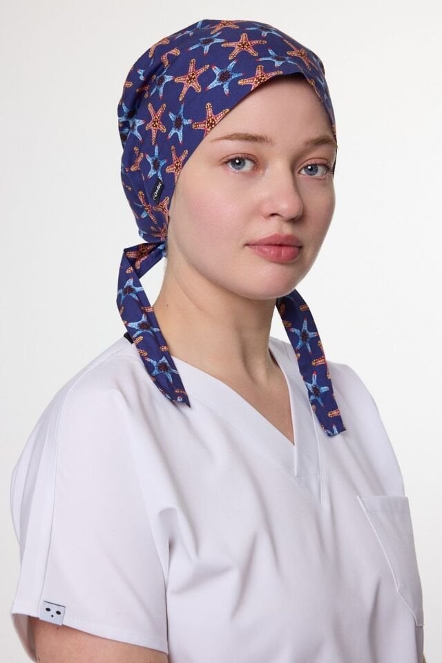 Deniz Yıldızları Desenli Cerrahi Tesettür Bone