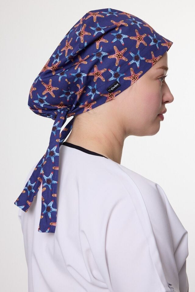 Deniz Yıldızları Desenli Cerrahi Tesettür Bone