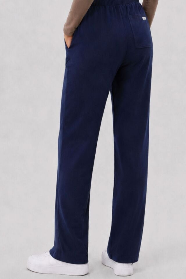 Likralı Lacivert Boru Paça Scrubs Pantolon - Owlet Medikal