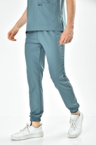 Antrasit Mavi Paça Lastikli Likralı Takım