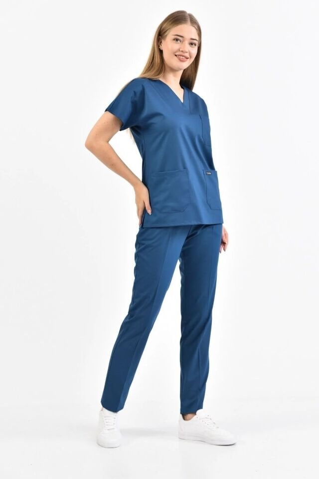 Petrol Mavisi Likralı Cerrahi Takım