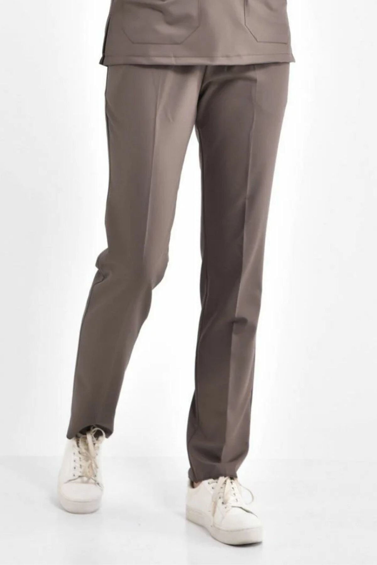 Likralı Koyu Vizon Cerrahi Pantolon