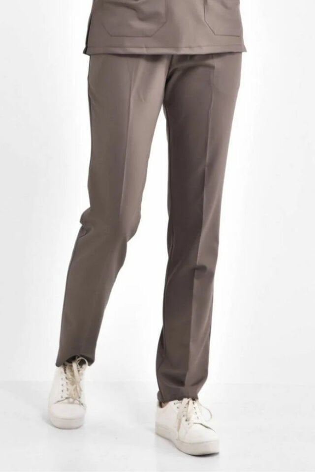 Likralı Koyu Vizon Cerrahi Pantolon