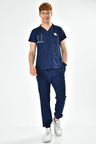 Lacivert Paça Lastikli Likralı Takım