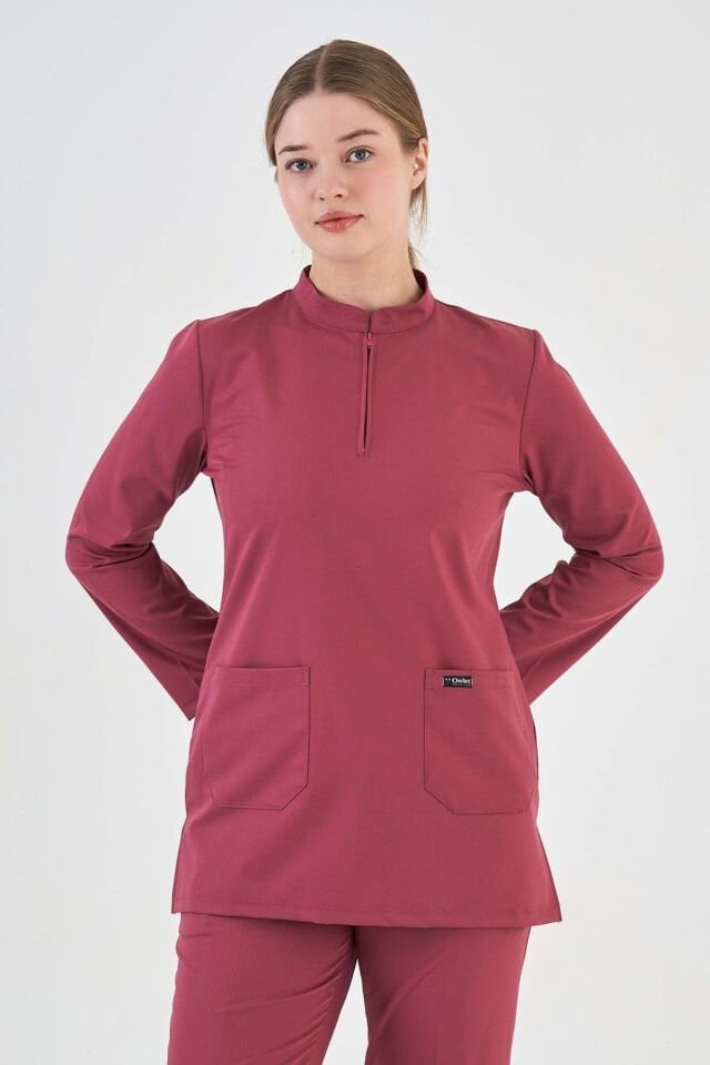 Likralı Koyu Pembe Tunik Boy Takım