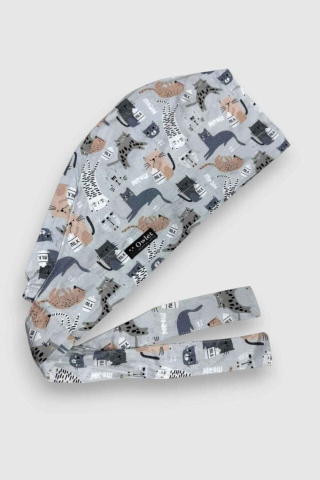 Kitten Grey Surgical Hijab Bonnet
