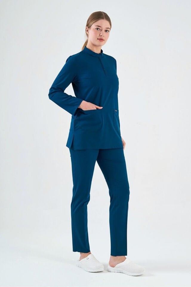 Petrol mavisi tunik boy scrubs
