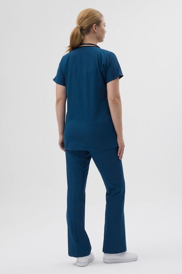 Petrol Mavisi Tunik Boy Kısa Kol Çan Paça Scrubs