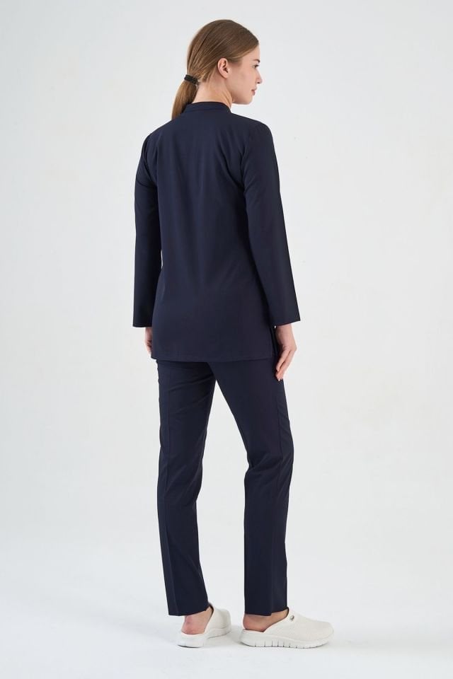 Likralı Koyu Lacivert Tunik Boy Takım