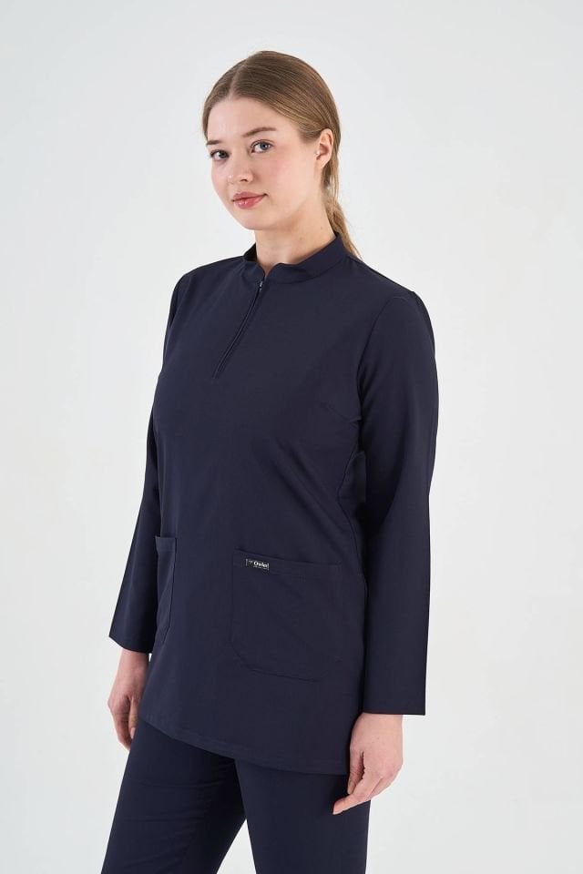 Likralı Koyu Lacivert Tunik Boy Takım