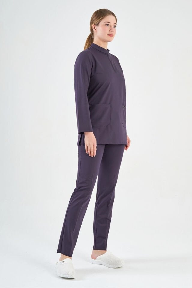 Likralı Mürdüm Eriği Tunik Boy Takım