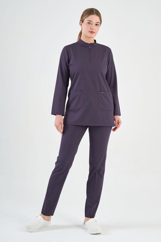 Likralı Mürdüm Eriği Tunik Boy Takım