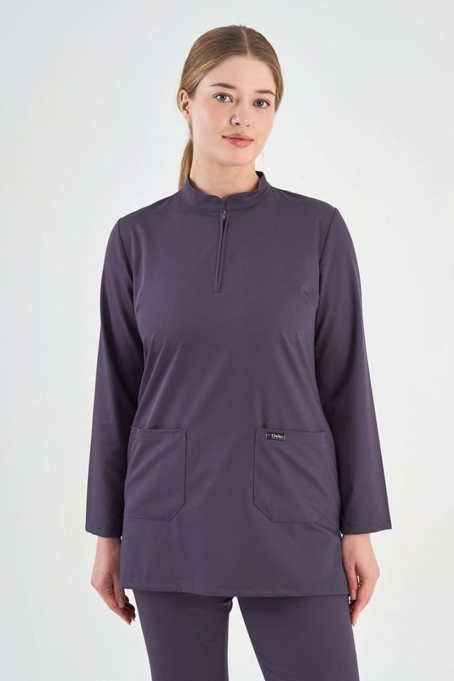 Likralı Mürdüm Eriği Tunik Boy Takım