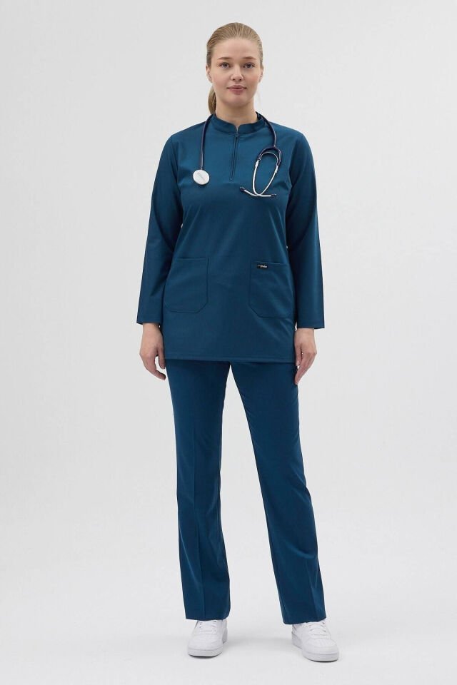 Petrol Mavisi Tunik Boy Çan Paça Scrubs