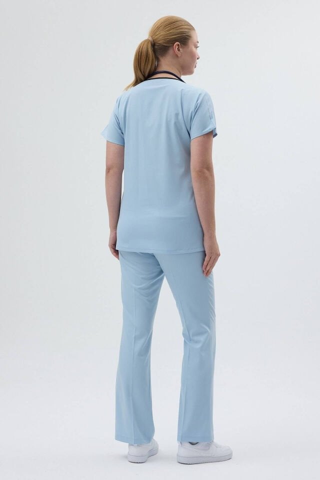 Bebe Mavisi Tunik Boy Kısa Kol Çan Paça Scrubs