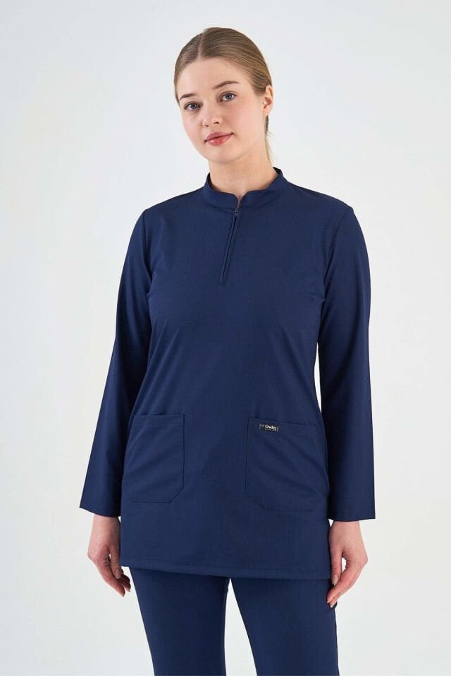 Navy Blue Lycra Tunic Set