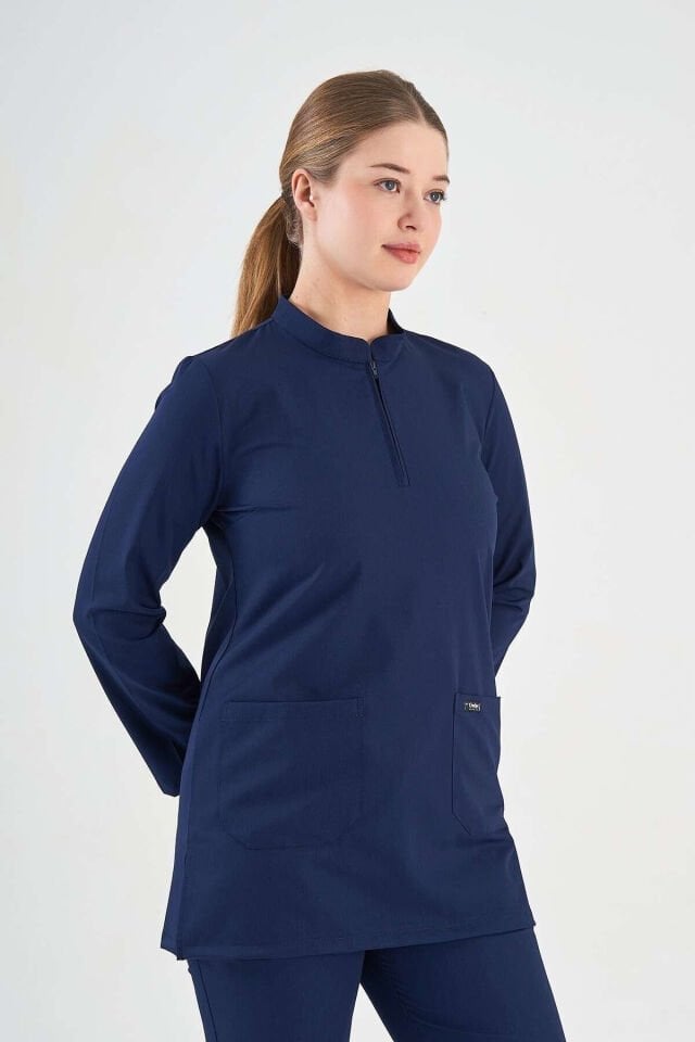 Navy Blue Lycra Tunic Set